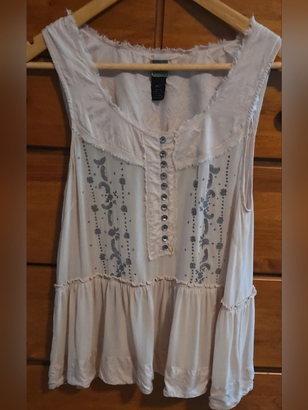 Anthropologie/Lithe Sleeveless Embellished Peasant Top - Blush